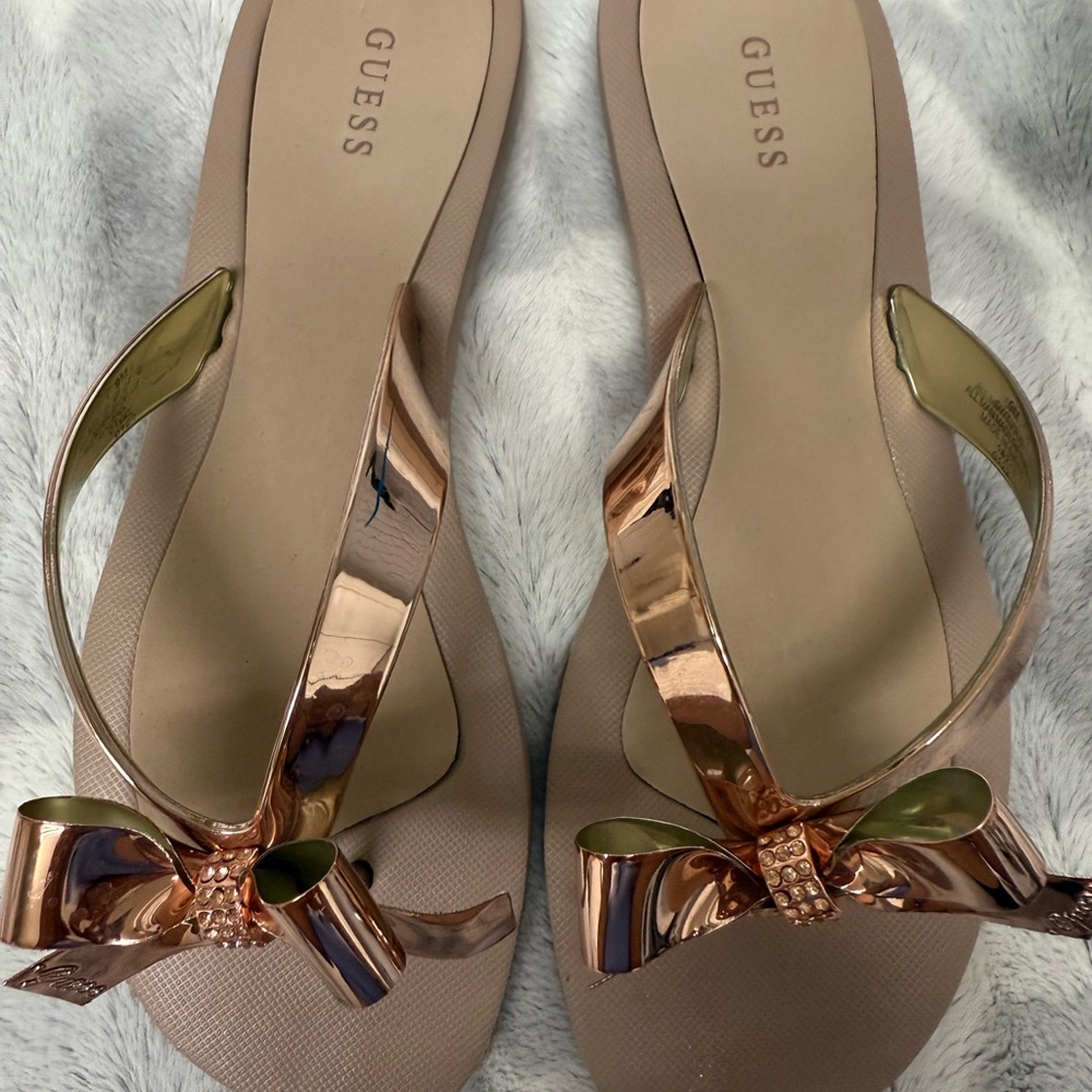 GUESS Rose Gold Bow Sandals